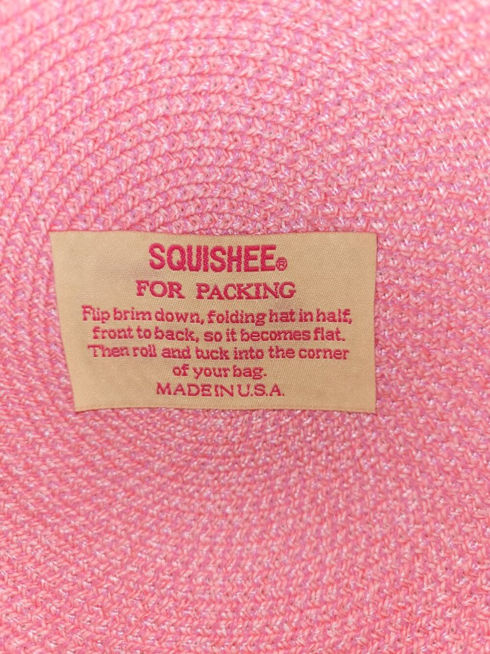 Eric Javits New York Squishee Packable Hat Logo Peach Sun Straw Made in USA - Picture 3 of 9